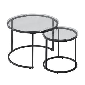 Comodino moderno per nidificare Set 2X23.6 pollici tavoli in vetro telaio in metallo per piccoli spazi-comodino per camera da letto soggiorno - Product Image 1