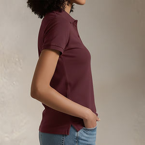 Camisas de Poliéster/Algodón para Mujer al por Mayor, con Logotipo Bordado Personalizado, Tejidas, Casuales, Transpirables, de Manga Corta y Color Sólido - Product Image 3