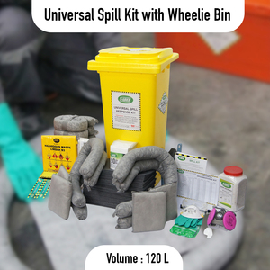 Universal Spill Kit 120 Liter with Wheelie <b>Bin</b> Mobile Spill Response Kit for Oil Chemical Absorbent Industrial Safety Equipment - Product Image 2