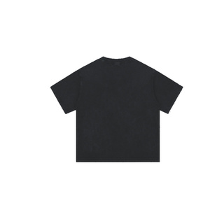 T-shirt noir uni épais à épaules tombantes, coupe oversize, en coton/bambou écologique et respirant, col roulé, manches courtes formelles - Product Image 2