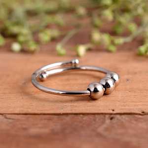 SHYAM JEWELRS Luxury Adjustable 925 Sterling Silver Anxiety <b>Ring</b> for Women Men-Handmade Fidget <b>Spinner</b> <b>Ring</b> 3 Sliding Beads - Product Image 2