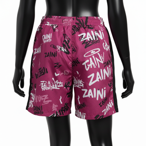 Shorts cortavientos para mujer de primera calidad, tela de poliéster resistente al viento, diseño de paneles, estampado personalizado. - Product Image 2