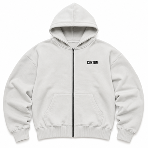 Sweat-shirt à capuche zippé intégral pour homme, coupe ample et courte, en molleton technique épais 500 GSM, 100% coton de haute qualité, fournisseur ODM - Product Image 2
