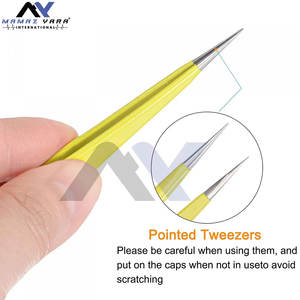 Pinzas para Pestañas con Acabado Satinado, Pinzas de Punta Recta de Acero Inoxidable de Color Amarillo, Venta al por Mayor Star Speed - Product Image 4