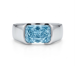 Bague unisexe en or blanc 14 carats avec diamant de laboratoire taille radiant bleu vif fantaisie de 3,00 carats, certifié IGI, clarté F VVS2, pour usage quotidien - Product Image 2