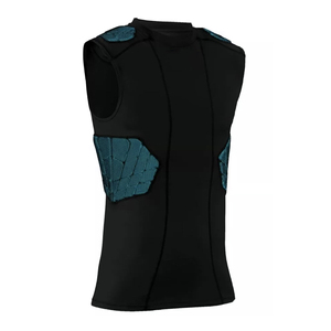 <b>Men's</b> Sleeveless Padded <b>Vest</b> Black Moisture Wicking Fitted Mesh Football Chest Protection Adult All Seasons - Product Image 4