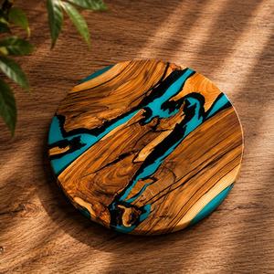 Round Wood Resin Coaster Handmade Drink <b>Mat</b> Eco-Friendly Reusable Table Pad for Home <b>Bar</b> Restaurant - Product Image 3