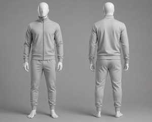 Conjunto Deportivo Gris para Hombre con Cierre de Cremallera, Pantalones Deportivos Casuales, Ropa Deportiva al por Mayor, OEM Personalizado - Product Image 1