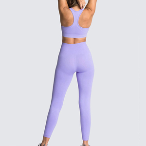 Ensemble de yoga 2 pièces pour femme, grande taille, personnalisé, sans couture sur le devant, respirant, écologique, séchage rapide, collection été, mode sport - Product Image 3