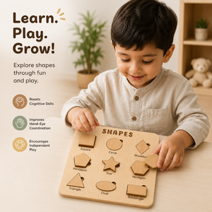 Rompecabezas de Madera de Lujo con Formas para el Aprendizaje y la Educación Temprana de los Niños |   Juguete de Clasificación de Formas Inspirado en Montessori con Corte Láser - Product Image 5