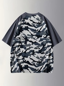 T-shirts imprimés délavés à l'acide tendance, coupe oversize, design graphique personnalisé, style streetwear vintage, en coton pour hommes - Product Image 2