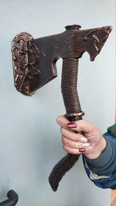 Poignée de porte en fer forgé galvanisé de style moderne, résistante à la rouille, avec design lame de hache surélevée, installation facile pour la décoration de portail - Product Image 3