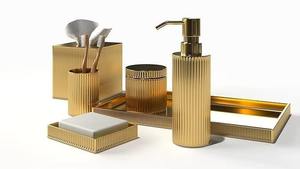 Elegantes conjuntos de baño de metal crean una decoración impecable que combina estilo sofisticado con funcionalidad y arte. - Product Image 4