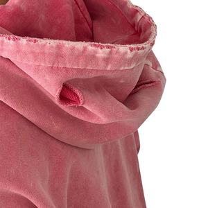 Sweat à capuche zippé vintage personnalisé unisexe en molleton bouclette délavé à l'acide 100% coton polaire hiver 500 GSM - Product Image 6