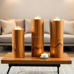 Portavelas de Madera de Acacia Hecho a Mano |   Diseño Moderno y Minimalista |   Decoración del Hogar y Regalos Premium para Bodas - Product Image 3