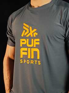PUFFIN SPORTS T-shirt à manches courtes pour homme, coupe classique, col rond, imprimé lettres, style sportif, séchage rapide, personnalisable OEM ODM - Product Image 5