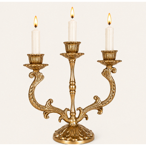 Antique Gold Metal Candelabra 3-Arm Candle Holder Candlestick <b>Stand</b> for Wedding Table Centerpieces Hotel Event Home Decor - Product Image 5