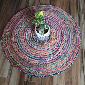 Top Quality Wholesale Multi Color Jute Rugs Home Decor Handmade Braided Jute <b>Round</b> Rug <b>Round</b> <b>Carpet</b> From India Wholesale - Product Image 4