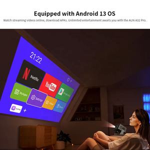 Mini projecteur vidéo portable, projecteur intelligent Android AUN A32 Pro TV 4K 1080P LCD 3D Netflix, haut-parleur HIFI, chambre à coucher, salle de classe, automatique - Product Image 3