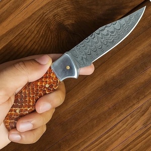 Custom Handmade Damascus Straight Folding Pocket Knife Heavy Duty OEM OBM Leather Sheath Outdoor Utility EDC TARJ ENTERPRISES - Product Image 2