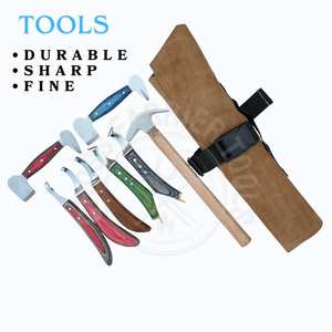 Kit d'outils professionnels pour ferrage de chevaux avec couteau à sabots à lame D, couteau à sabots à boucle de désinfection, couteaux à sabots à extrémité en laiton et marteau - Product Image 3