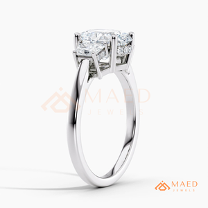 Moissanite Three <b>Stone</b> Ring for Women Silver Tone Engagement Anniversary Jewelry Elegant Daily Wear Style - Product Image 6