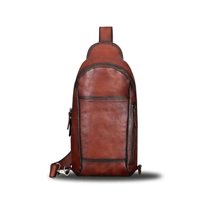 Bolso de Pecho Minimalista de Cuero Genuino, Bolso de Hombro con Cierre de Cremallera, Impermeable, para Uso Diario, Todas las Temporadas, para Hombre - Product Image 6