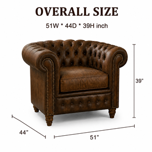 Fauteuil Chesterfield classique en cuir marron avec capitonnage profond, fauteuil d'appoint vintage pour salon - Product Image 2