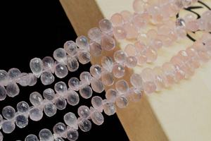 Cuentas de Cuarzo Rosa Natural Facetadas en Forma de Gota de 5x8mm, 8 Pulgadas, Grado Superior, con Orificio de 0.5mm para la Fabricación de Joyas - Product Image 4