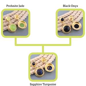 ต่างหูแบบห้อยทรงกลมประดับพลอยออนิกซ์สีดำคุณภาพพรีเมียม เรียบหรู ตัวเรือนทองเหลืองชุบทอง 18k ประดับพลอยสองเม็ด เครื่องประดับแฟชั่น - Product Image 6