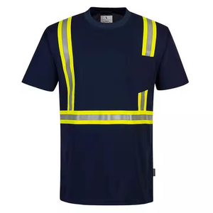 เสื้อยืดนิรภัยแขนสั้นแบบสะท้อนแสงสำหรับผู้ชาย ผ้าฝ้าย ระบายอากาศได้ดี ได้รับมาตรฐาน CE ปรับแต่งโลโก้ได้ กันน้ำ มองเห็นได้ชัดเจน - Product Image 1