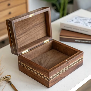 Handcrafted Indian Natural Wood Decorative Gift <b>Storage</b> Boxes & <b>Bins</b> Rectangle Wooden <b>storage</b> Box by Blossom Craft india - Product Image 1