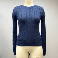 OEM Maßgefertigter Logo-Pullover Hochwertige 100% Baumwolle Damen-Sweater Lässiger Jumper Langarm Rundhals Gerippter Pullover