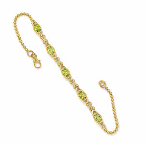 Pulsera de Plata de Ley 925 con Dije Ovalado de Peridoto y 5 Piedras Naturales, Chapada en Oro de 1 Micrón y Rodio - Product Image 5
