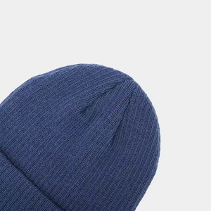 Blue Knit Beanie Hat with Embroidered Logo Unisex Adult <b>Winter</b> <b>Cap</b> Solid Color Casual Style 56-58CM Head Circumference Beanie - Product Image 3