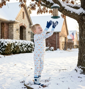 Ensemble de pyjama en coton à manches longues pour enfants, imprimé bonhomme de neige style chinois, vêtements de nuit décontractés, tissu tricoté, haut et bas de jogging - Product Image 5
