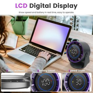 Ventilatore da Tavolo Ricaricabile Mini con 100 Velocità, Alimentato a Batteria, Montabile a Parete, Angolo di Inclinazione 120 Gradi, Portatile per Casa e Ufficio - Product Image 3