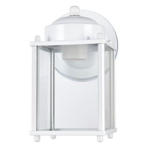 Lampada da Parete Classica Bianca da Esterno da 8 Pollici in Metallo con Lente in Vetro Trasparente Attacco E27 Impermeabile - Product Image 1