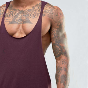 <b>Vest</b> With Extreme <b>Racer</b> <b>Back</b> Long Singlet in Oxblood for Men Lightweight Fitness Gym Training Tank Top - Product Image 3