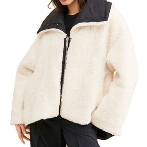 Veste bomber en sherpa à fermeture éclair de haute qualité pour femmes, collection d'hiver, prix bas, tissu respirant, confortable, veste réversible - Product Image 1