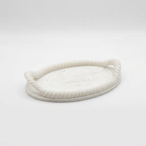 Bandeja Decorativa de Resina Hecha a Mano, Venta al por Mayor, Personalizada OEM ODM, Plato de Servir con Asa de Cuerda Blanca, Vajilla de Cocina DECORYUG - Product Image 1