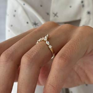 Bague de mariage en diamant taillé marquise et rond 0,60 TCW, bague de mariage incurvée, bague Art Déco en diamant de laboratoire - Product Image 5