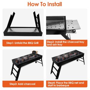 Griglia portatile in acciaio inossidabile pieghevole per Barbecue da tavolo con facile configurazione Barbecue per campeggio picnic all'aperto - Product Image 4