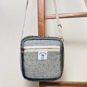 Bolso cruzado de cáñamo del Himalaya hecho a mano ecológico con correa ajustable y cremallera, diseño minimalista, bolsos de hombro pequeños - Product Image 2