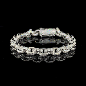 Moissanite <b>Silver</b> Link Bracelet Iced Out Luxury Bracelet Elegant Fashion Jewelry <b>For</b> <b>Men</b> Women Gift - Product Image 2