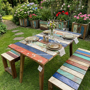 Mesa de Comedor para Exterior DIVADI DT Gap KD, Rectangular, de Madera Maciza de Teca, Resistente a los Rayos UV, Diseño Artesanal, Color Original, Desmontable - Product Image 6