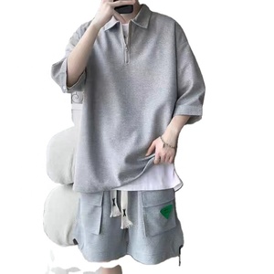 Ensemble haut et short d'été unisexe de haute qualité avec logo personnalisé, style délavé et vieilli, pour hommes et femmes - Product Image 2