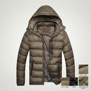 Veste matelassée à capuche pour homme OEM, col montant, coupe-vent, fermeture éclair, coupe régulière, fabricant sur mesure - Product Image 1