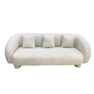 Sofá en forma de U para apartamentos y oficinas, con estructura de madera contrachapada, espuma y tela, de tres plazas, tapizado en tela, base de madera, color personalizable. - Product Image 2