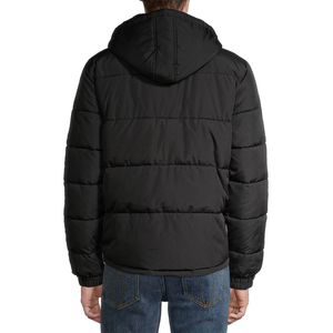 Chaqueta Acolchada Premium para Hombre, Negra, con Capucha, Abrigo Casual Cortavientos para Invierno, Relleno 100% Fibra de Poliéster, Cierre de Cremallera - Product Image 3